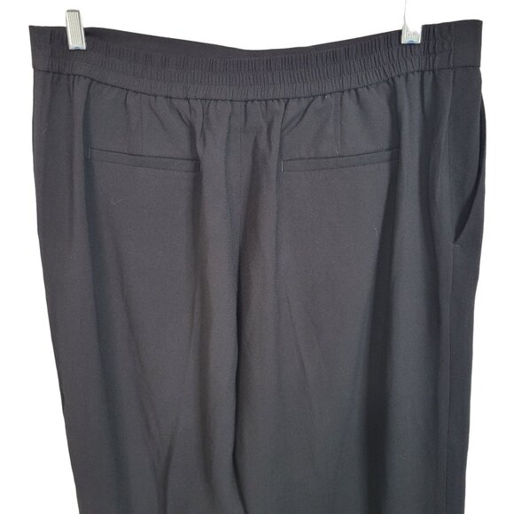 Ann Taylor Sz LP L Petite Pants Cropped Stretch Waist Zip Lace Fringe Hem Black - Picture 5 of 12